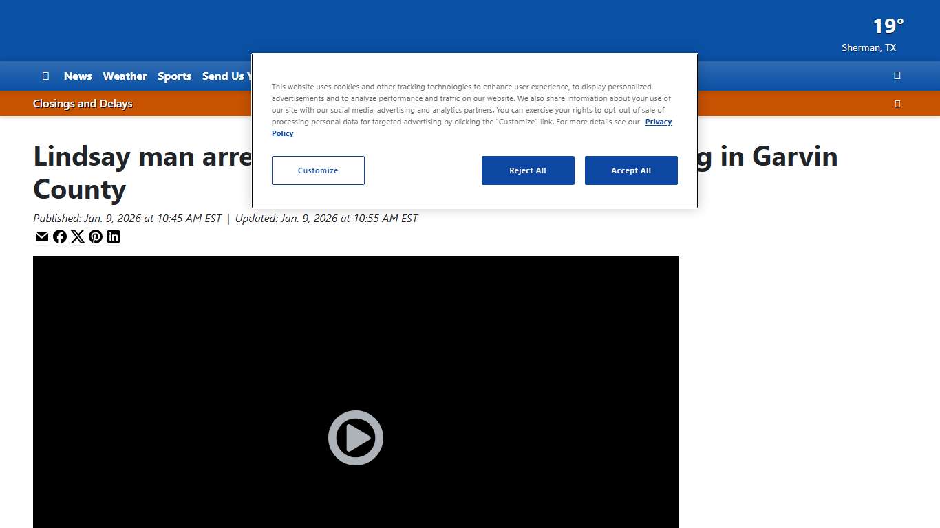 Lindsay man arrested after officer-involved shooting in Garvin County
