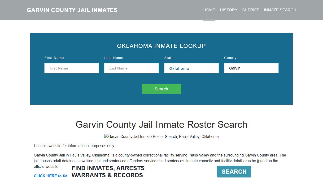 Garvin County Jail Inmate Roster Lookup, Pauls Valley, OK